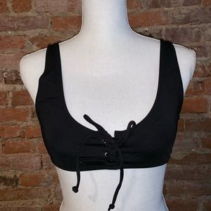 NWT J Crew Black Playa Waikiki Lace up Bikini Top